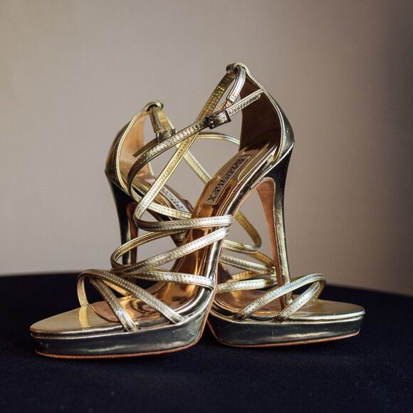 Badgley Mischka Gold Metallic Formal Shoes (7M) - Picture 1 of 7